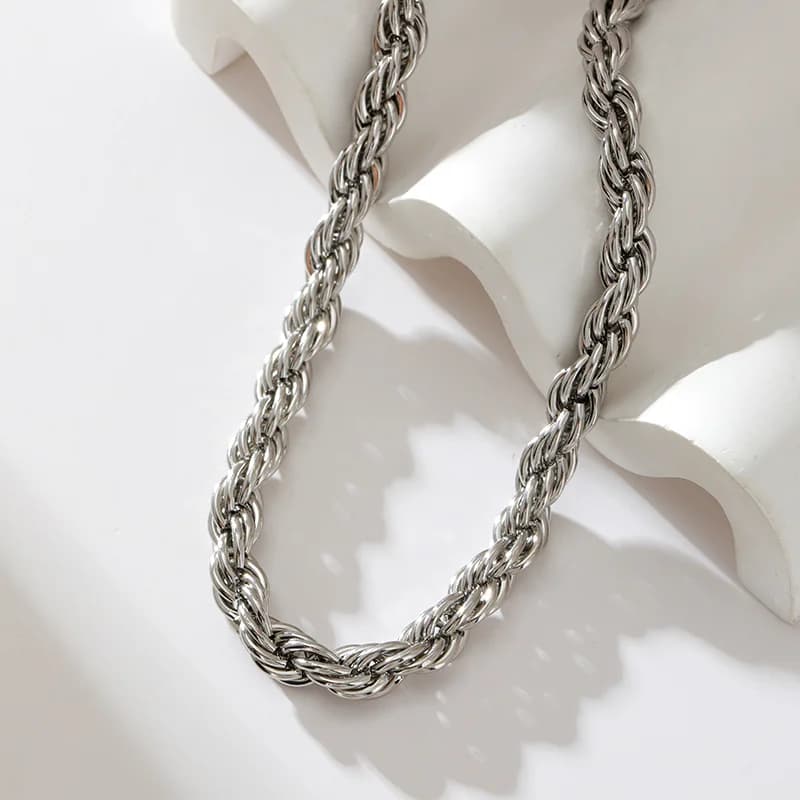 8mm 두꺼운 체인 목걸이, 18K 금 도금