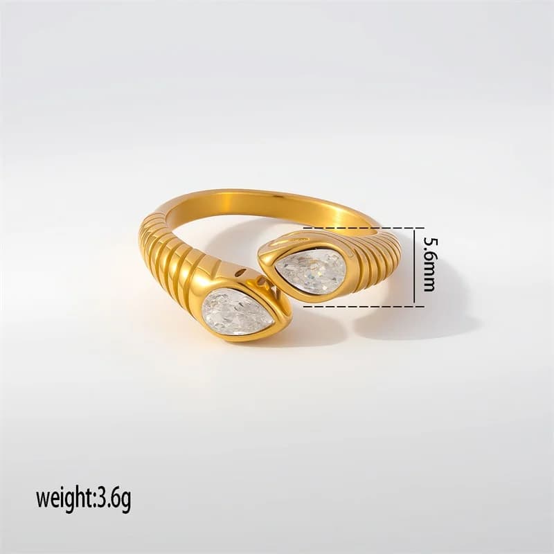 큐빅 지르코니아 하트 진주 조절 링