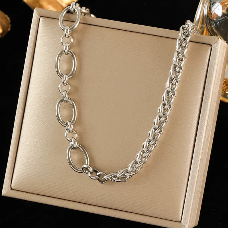 8mm 두꺼운 체인 목걸이, 18K 금 도금