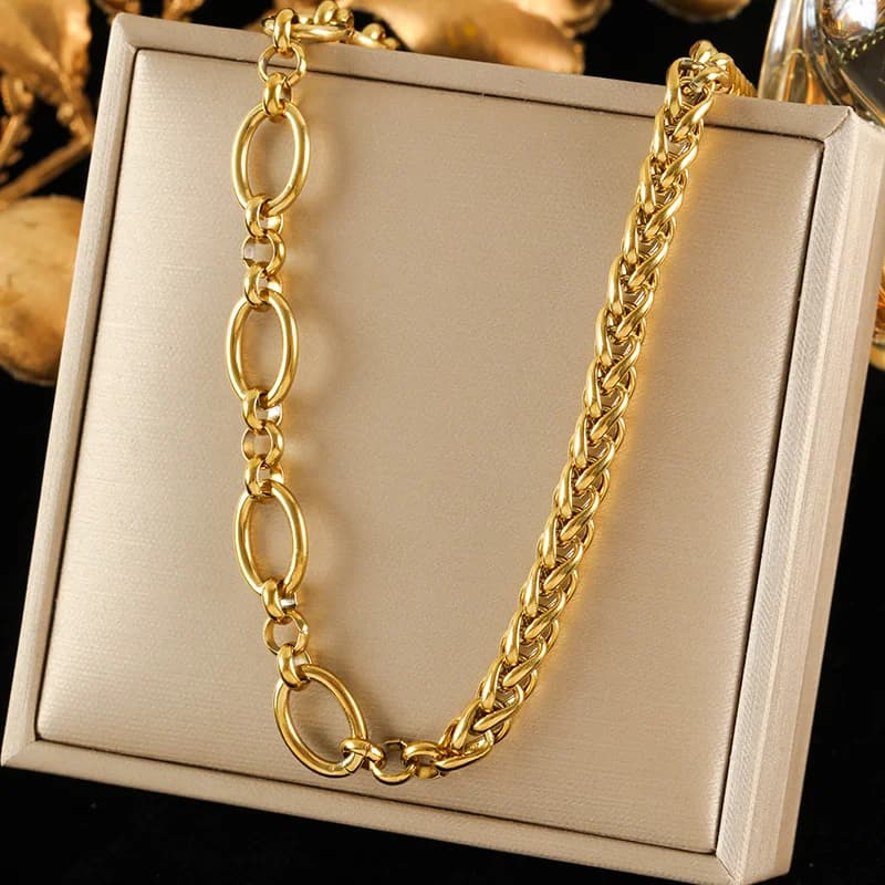 8mm 두꺼운 체인 목걸이, 18K 금 도금