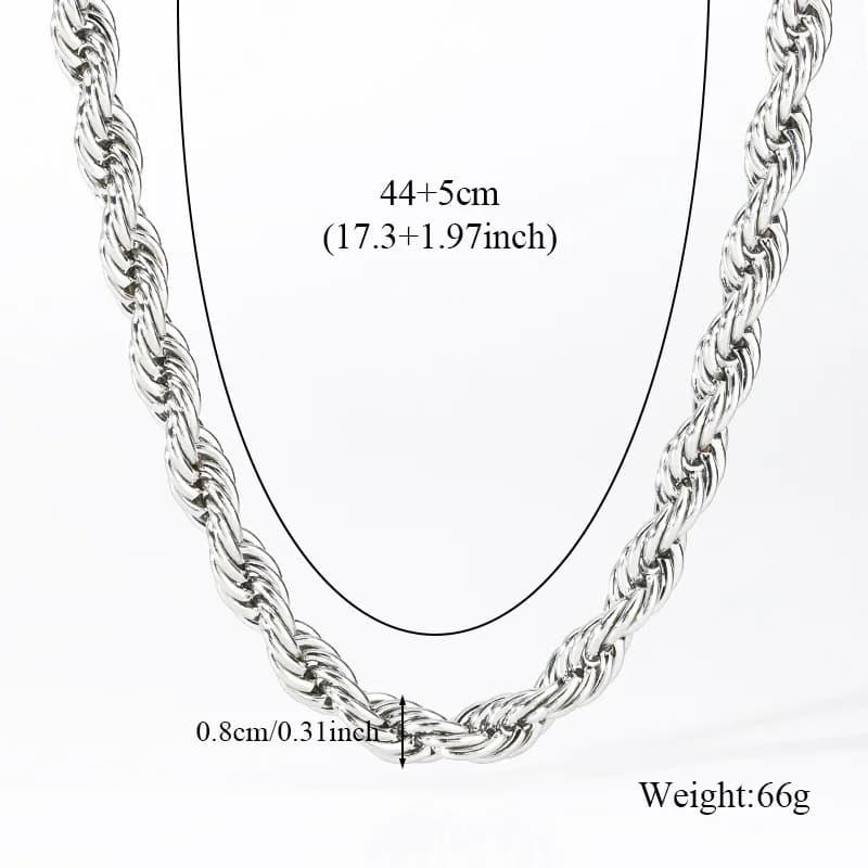 8mm 두꺼운 체인 목걸이, 18K 금 도금