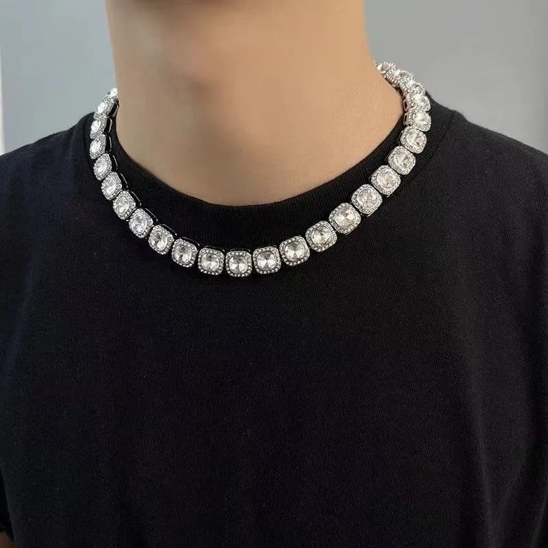 316L 스테인리스 지르콘 큐반 체인 목걸이